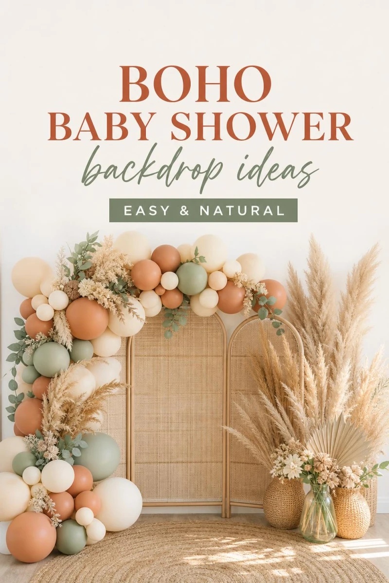 Pin these boho baby shower backdrop ideas for later