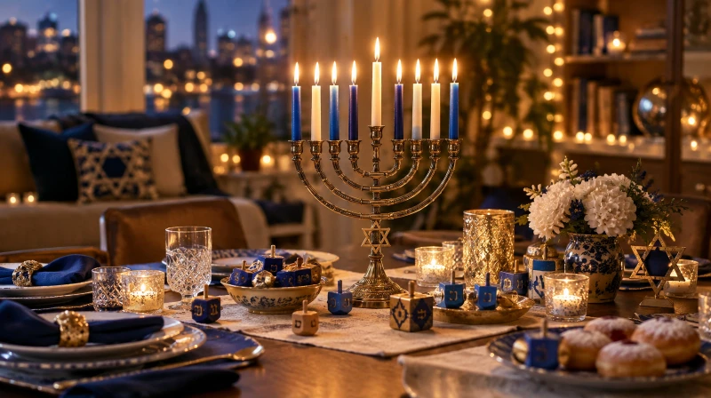 Hanukkah Party Decoration Ideas (Warm & Festive Blue & Gold)