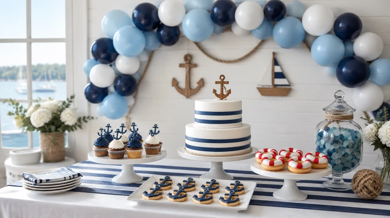 Nautical Baby Shower Ideas (Ahoy! Navy & White Decor)