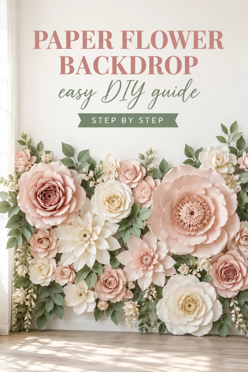 Pin this paper flower backdrop DIY for later