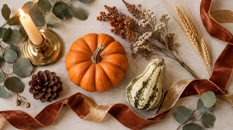Thanksgiving centerpiece color palette showing warm fall tones